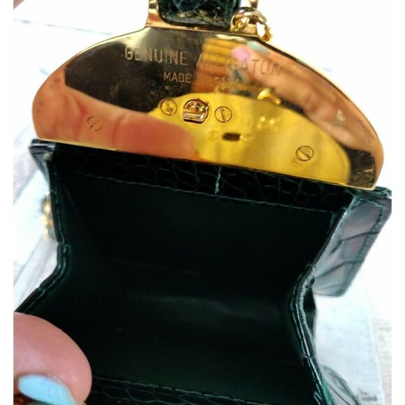 GIORGIO'S of PALM BEACH ITALY GREEN GENUINE ALLIGATOR CROCODILE LEATHER MINI BAG - Picture 10 of 10
